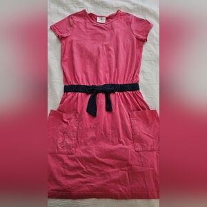 Hanna Andersson Pink and navy blue girls dress 140 12